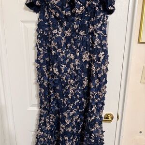 Floral Navy and White Dress